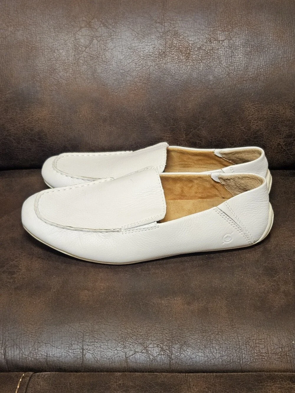 11 Born Allan Driving Shoes Moccasins Loafers Slip On White/off-white